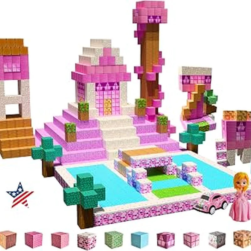 Pink Princess Castle Magnetic Tiles 150p brinquedo infantil