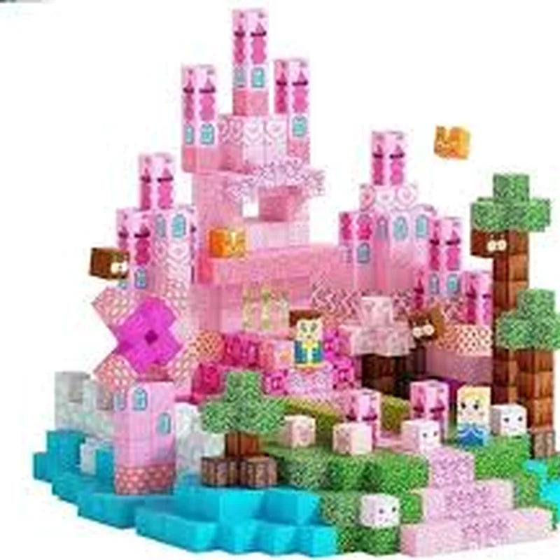 Pink Princess Castle Magnetic Tiles 150p brinquedo infantil