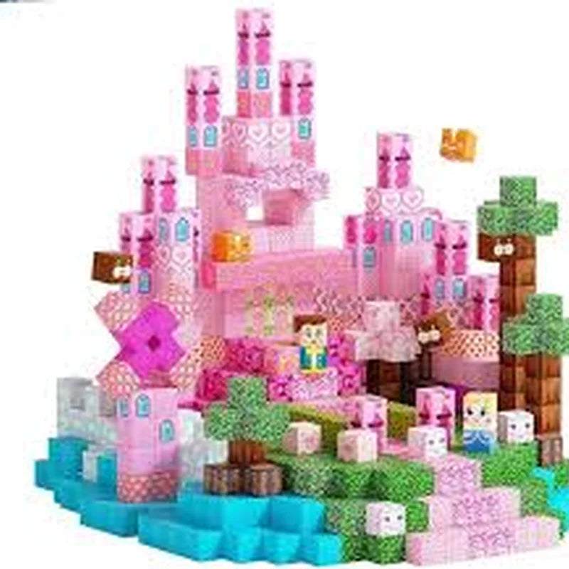 Pink Princess Castle Magnetic Tiles 150p brinquedo infantil