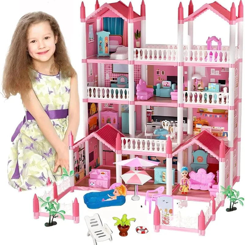 16 Rooms Huge Dollhouse, 10" x 6" x 11"  brinquedo infantil