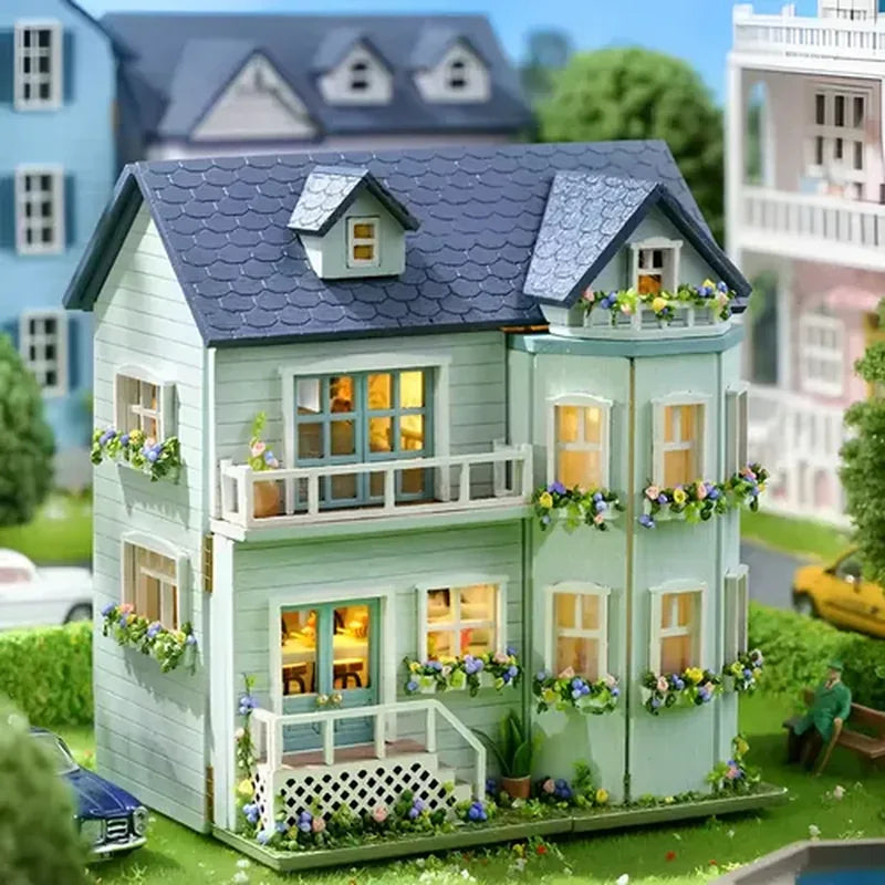 DIY Miniature House Kit, Doll Houses, Ho brinquedo infantil