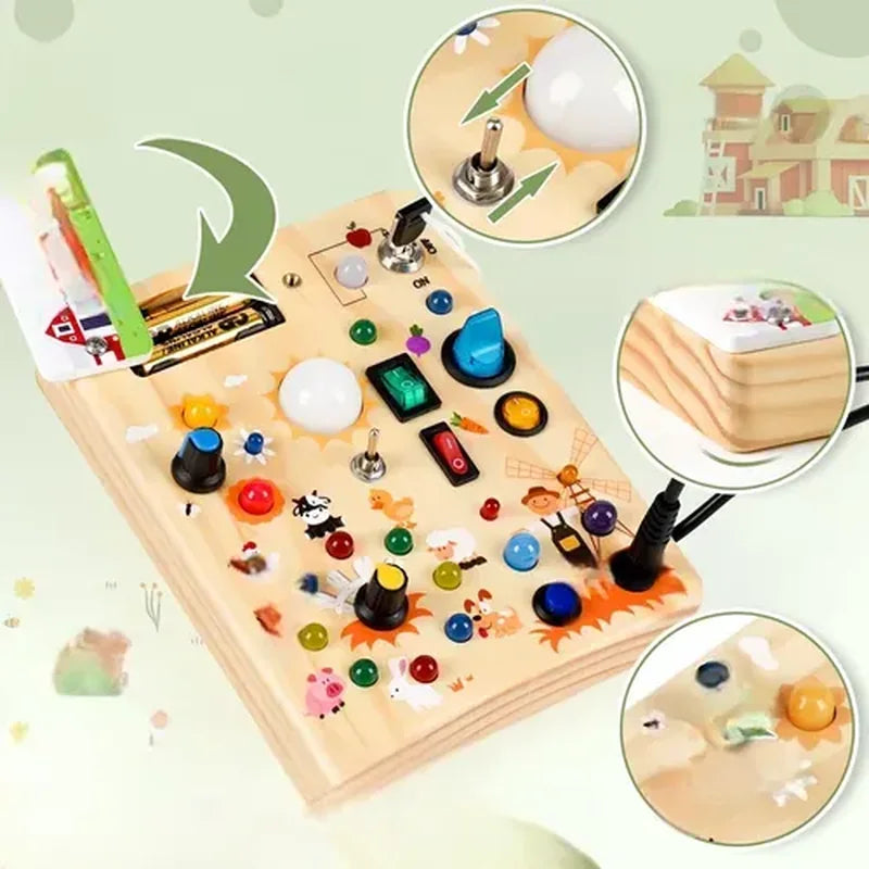 Joyreal Montessori Busy Board Toy, Woode brinquedo infantil