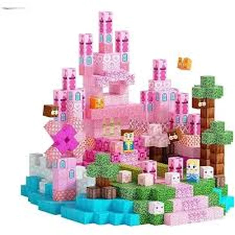 Pink Princess Castle Magnetic Tiles 150p brinquedo infantil