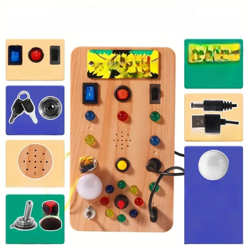 Joyreal Montessori Busy Board Toy, Woode brinquedo infantil