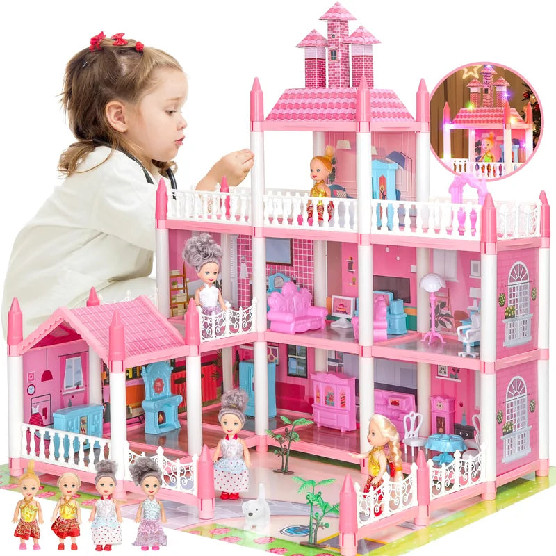 16 Rooms Huge Dollhouse, 10" x 6" x 11"  brinquedo infantil