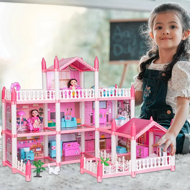 16 Rooms Huge Dollhouse, 10" x 6" x 11"  brinquedo infantil