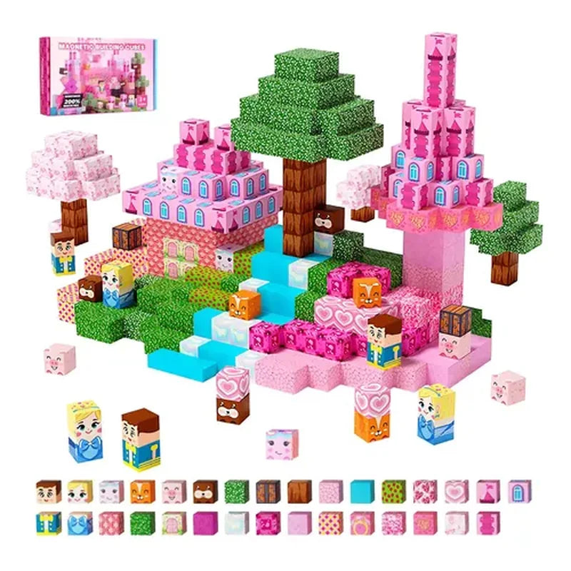 Pink Princess Castle Magnetic Tiles 150p brinquedo infantil