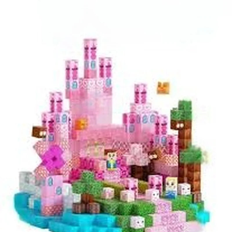 Pink Princess Castle Magnetic Tiles 150p brinquedo infantil