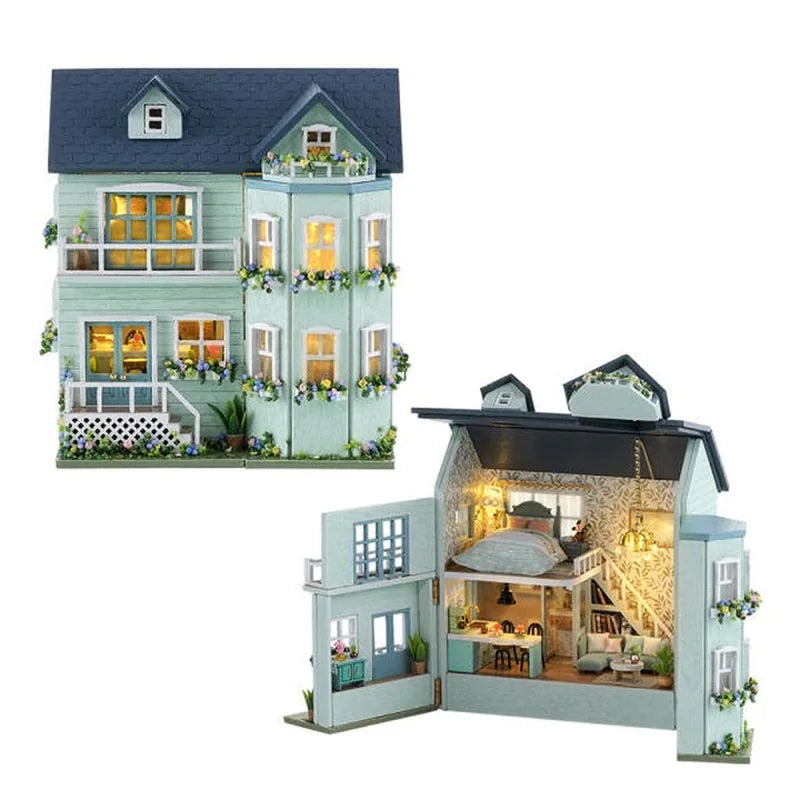 DIY Miniature House Kit, Doll Houses, Ho brinquedo infantil