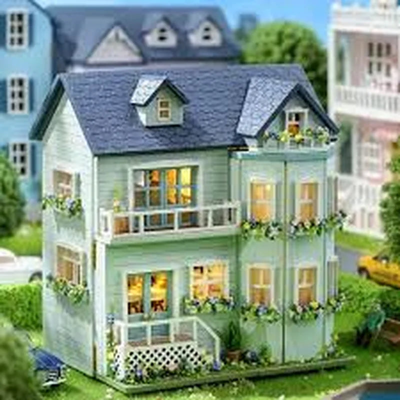 DIY Miniature House Kit, Doll Houses, Ho brinquedo infantil
