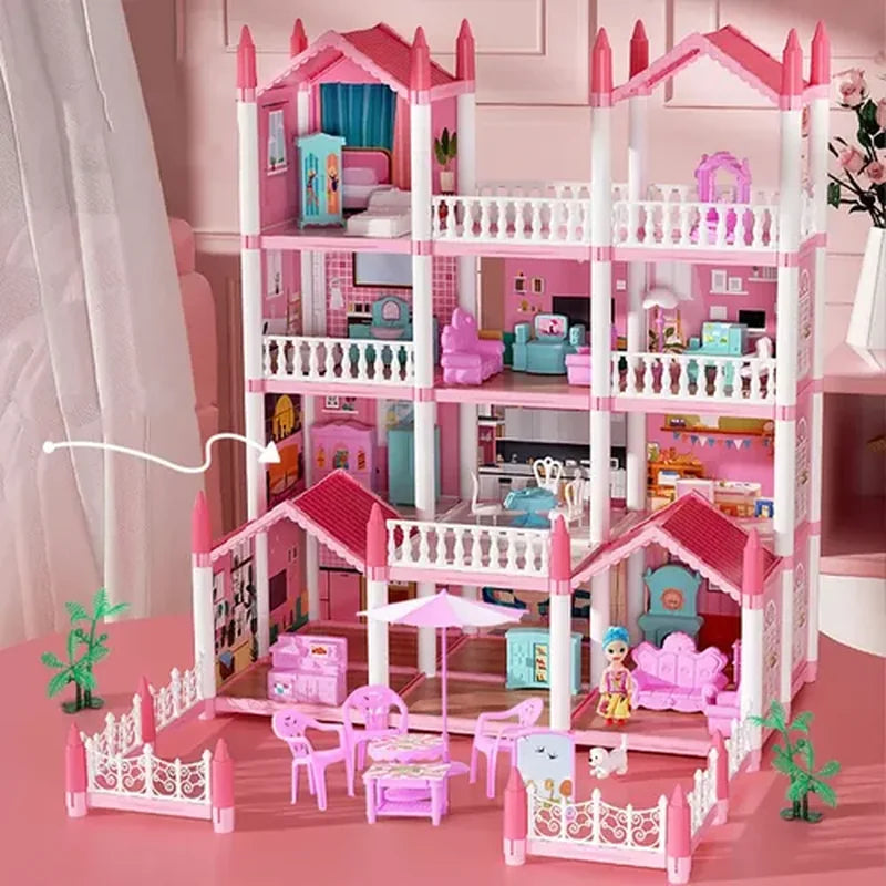 16 Rooms Huge Dollhouse, 10" x 6" x 11"  brinquedo infantil