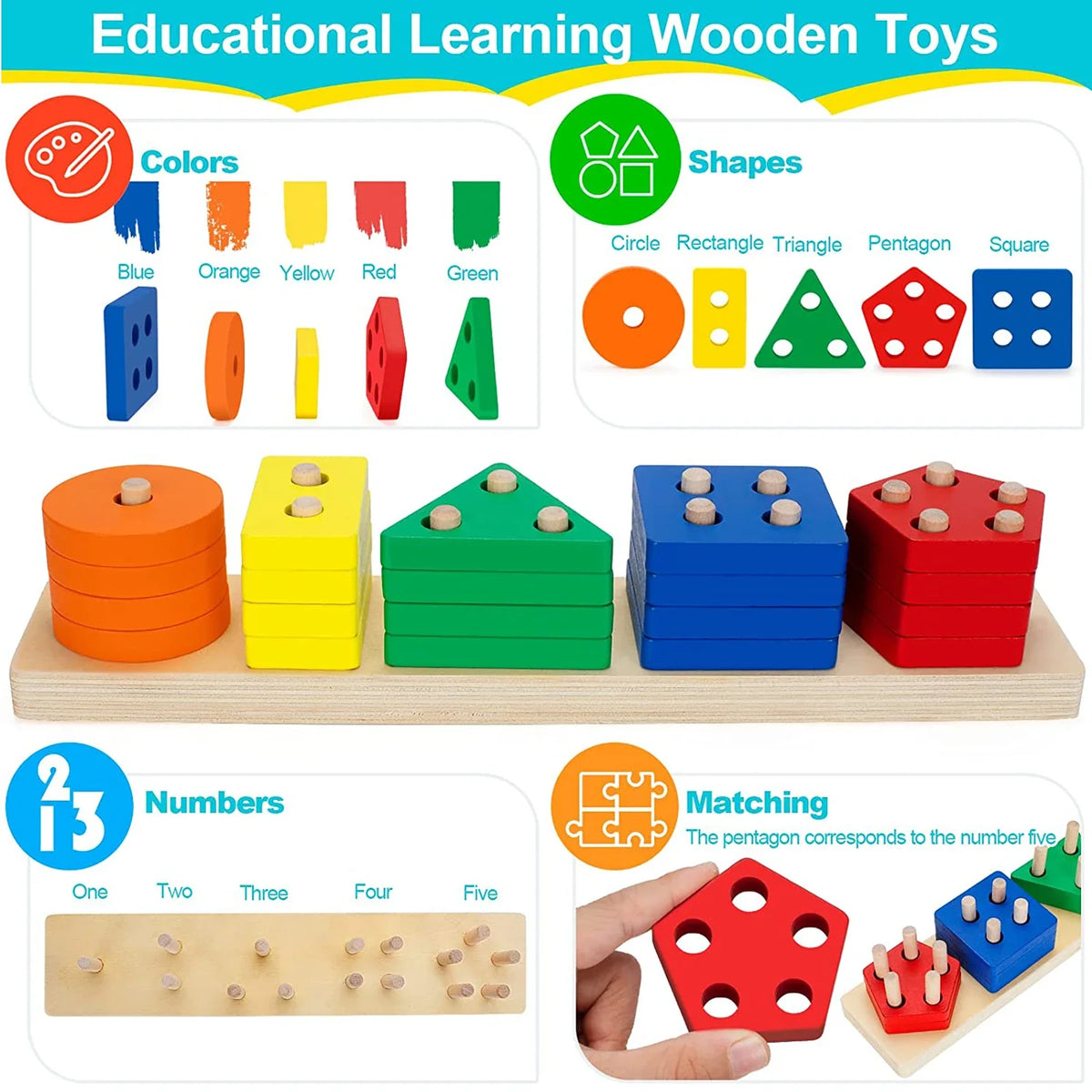 Montessori Wooden Ring Stacker