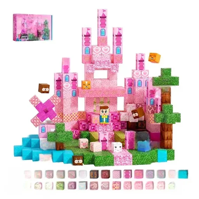 Pink Princess Castle Magnetic Tiles 150p brinquedo infantil