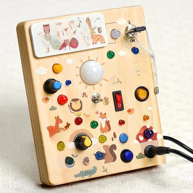 Joyreal Montessori Busy Board Toy, Woode brinquedo infantil