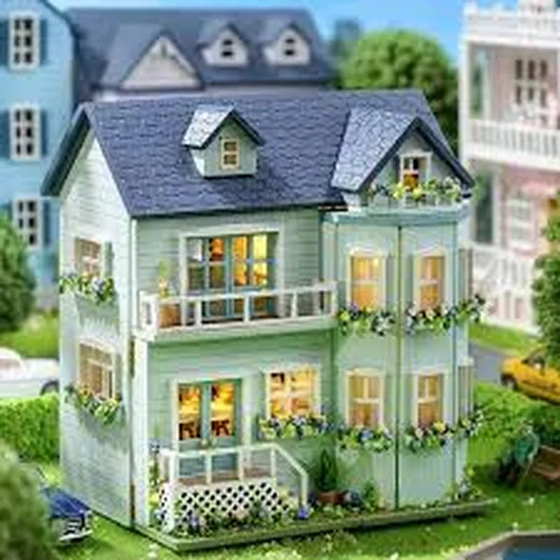 DIY Miniature House Kit, Doll Houses, Ho brinquedo infantil