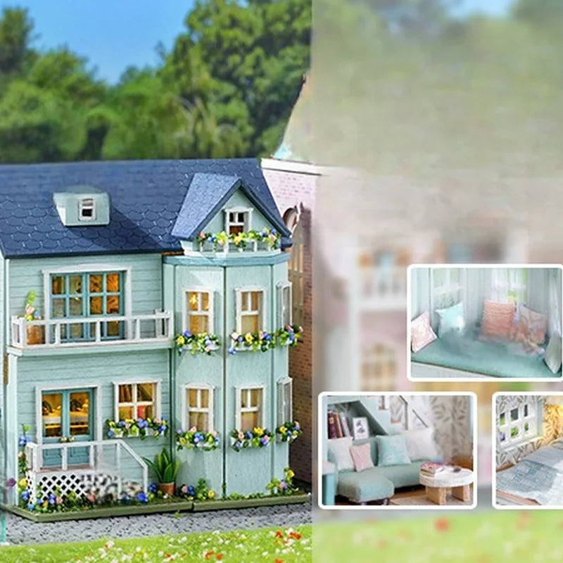 DIY Miniature House Kit, Doll Houses, Ho brinquedo infantil