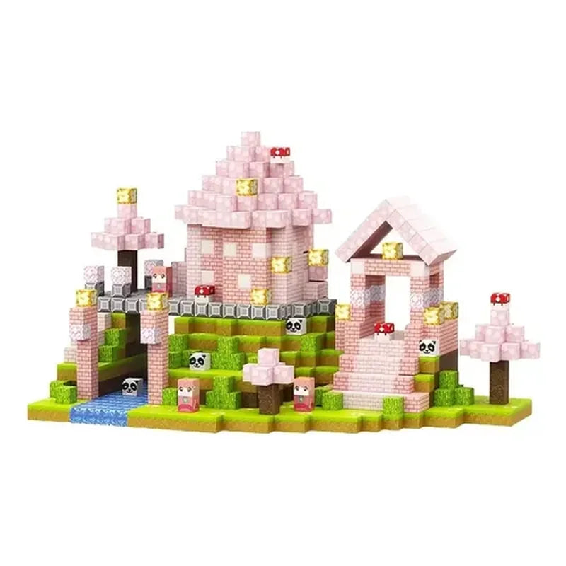 Pink Princess Castle Magnetic Tiles 150p brinquedo infantil